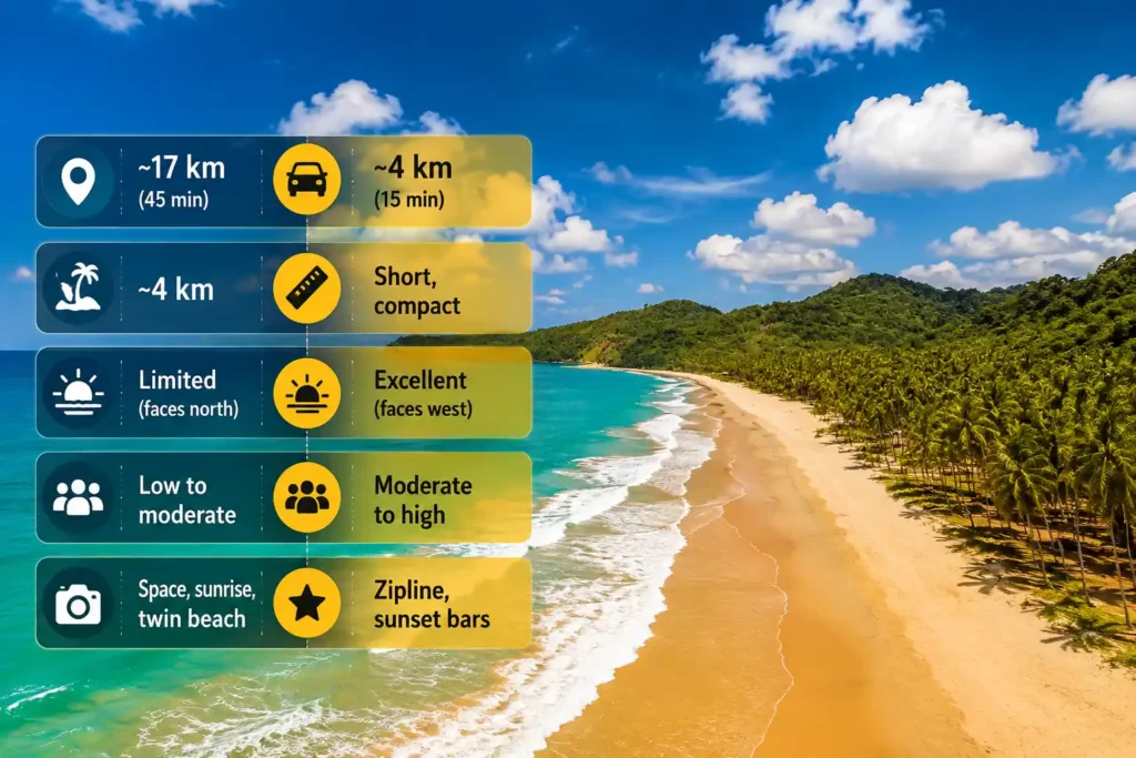 Nacpan Beach comparison chart
