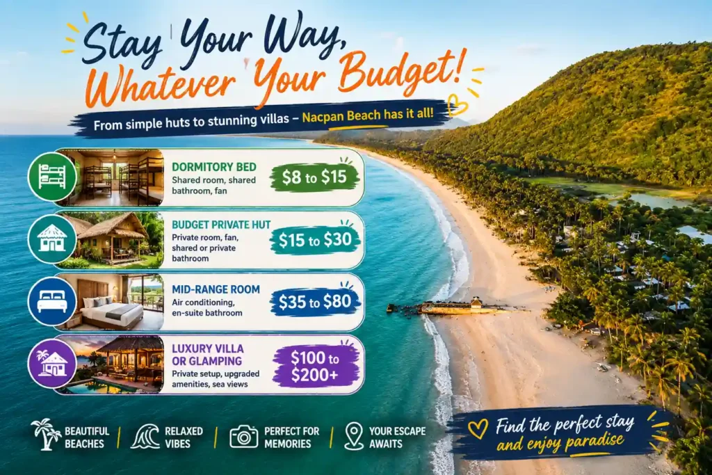 Nacpan Beach accommodation prices