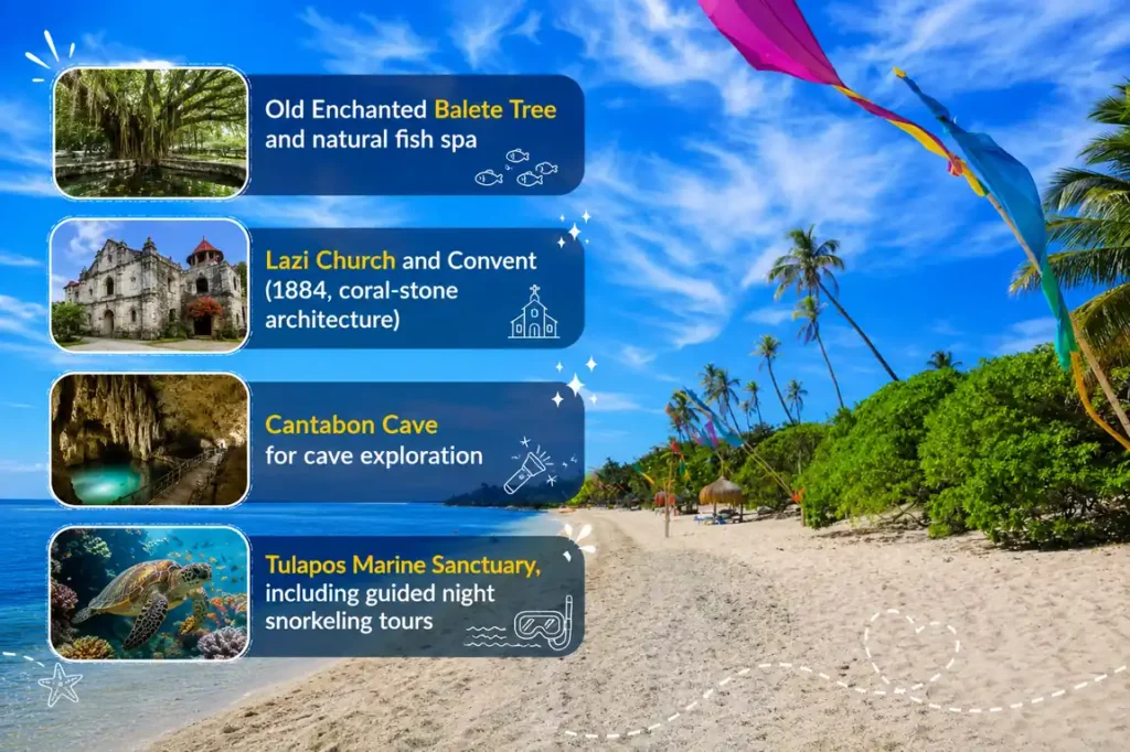 Siquijor attractions along tropical beach 