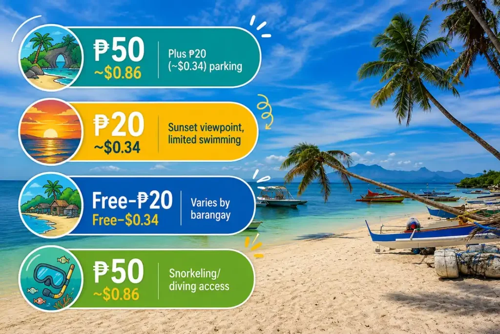 Siquijor beach entrance fees infographic 