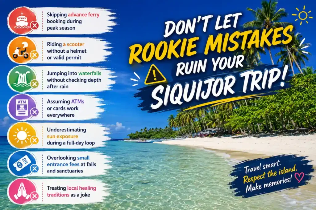 Siquijor travel mistakes infographic