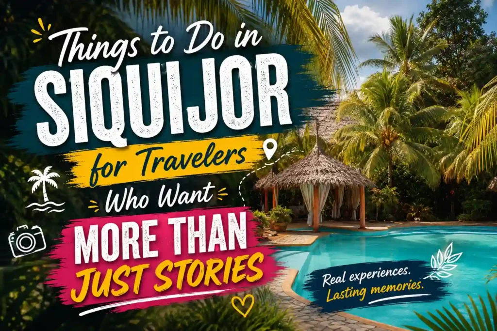 Resort pool in Siquijor with tropical cabanas