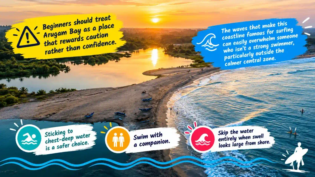 Arugam Bay beginner swimming safety tips 