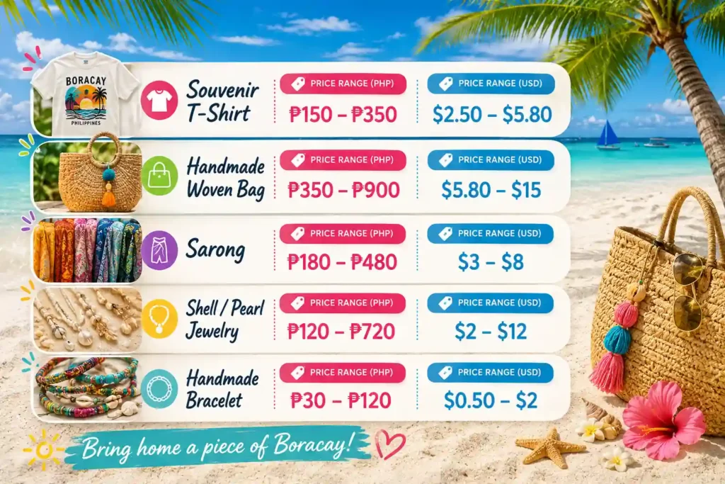 Boracay shopping prices