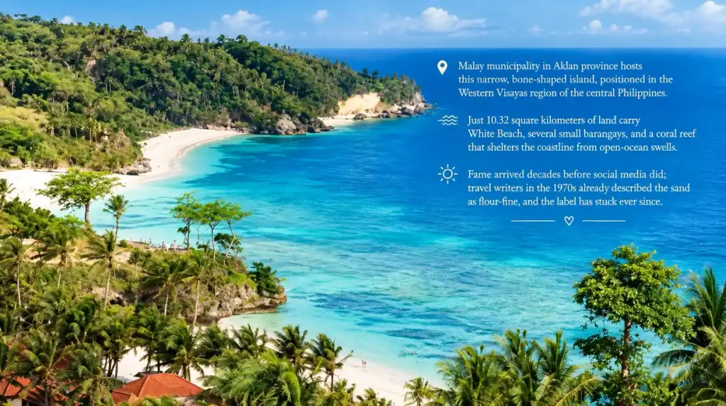 Tropical Boracay beach and turquoise sea.