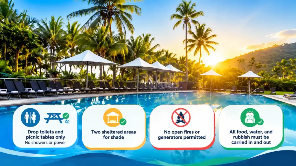 Tropical camp rules infographic.