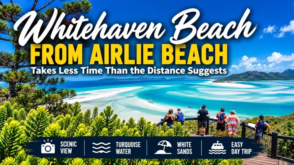 Whitehaven Beach travel guide with turquoise waters and scenic views.
