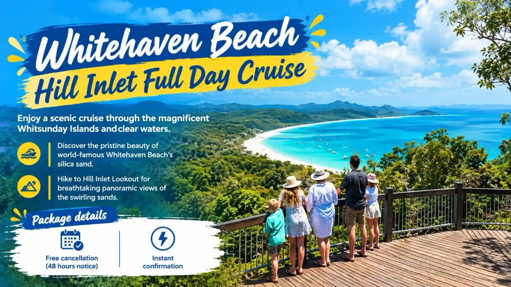 Whitehaven Beach and Hill Inlet full-day cruise view. 