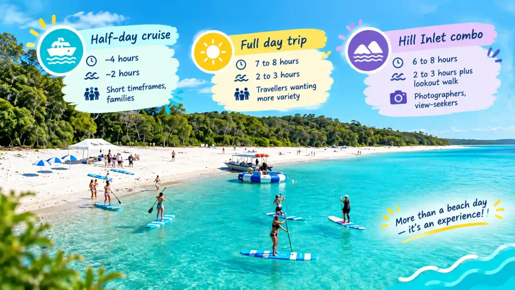 Whitehaven Beach tour duration guide.