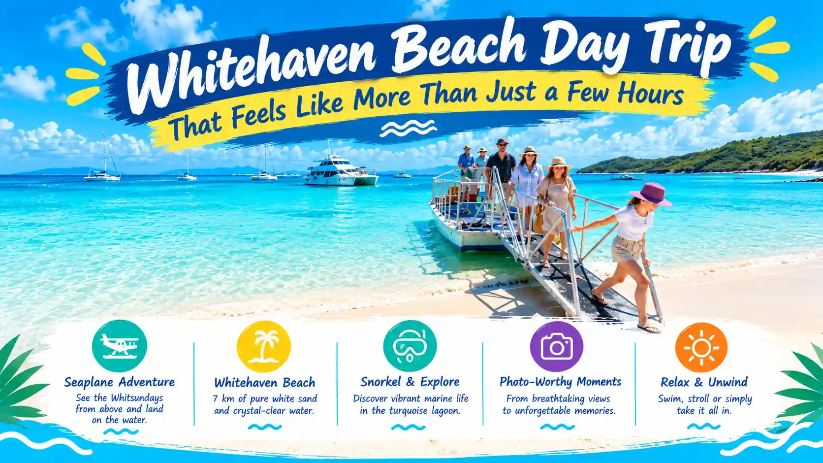Whitehaven Beach day trip infographic.